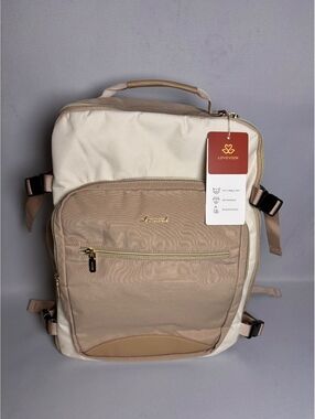 Lovevook Tan and Cream Backpack with Multiple Compartments [COPY]